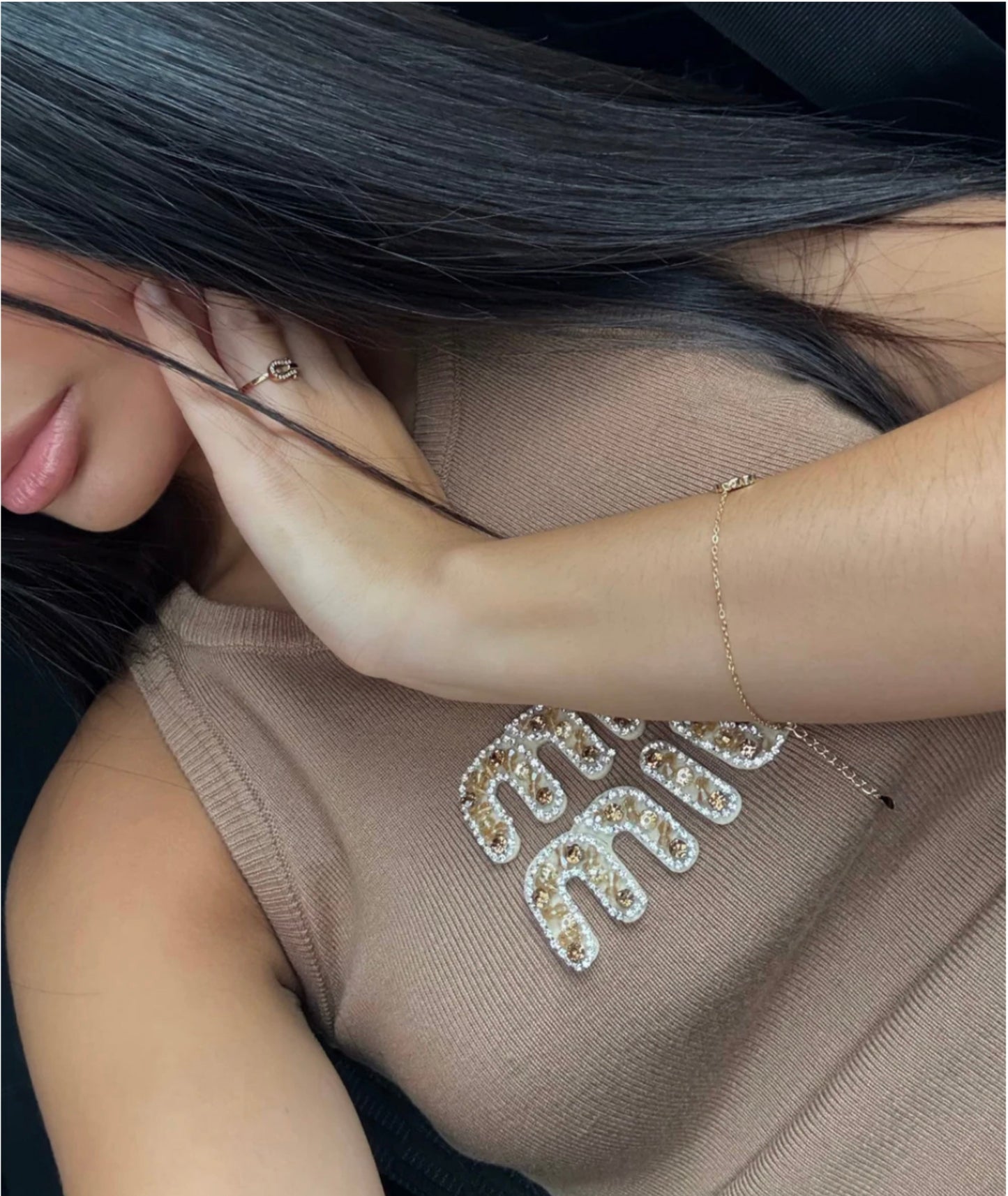 TOP MIU MIU MARRON AVEC LOGO BRODÉ
